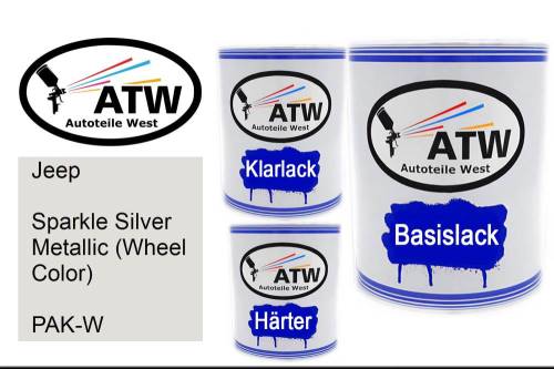 Jeep, Sparkle Silver Metallic (Wheel Color), PAK-W: 1L Lackdose + 1L Klarlack + 500ml Härter - Set, von ATW Autoteile West.